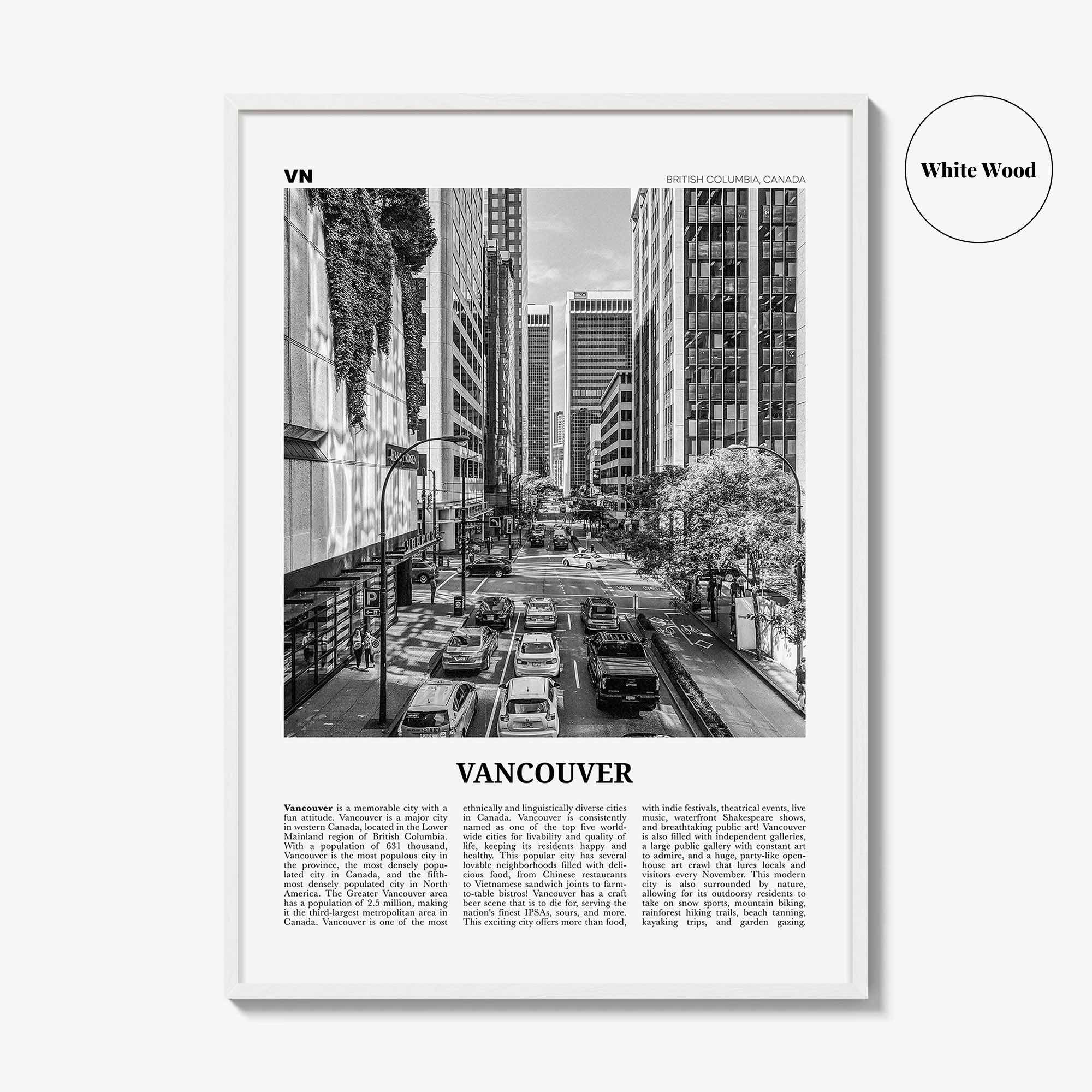 Vancouver Print Black and White Canada No 3, Vancouver Wall Art, Vancouver Poster, Vancouver Photo, British Columbia, North America