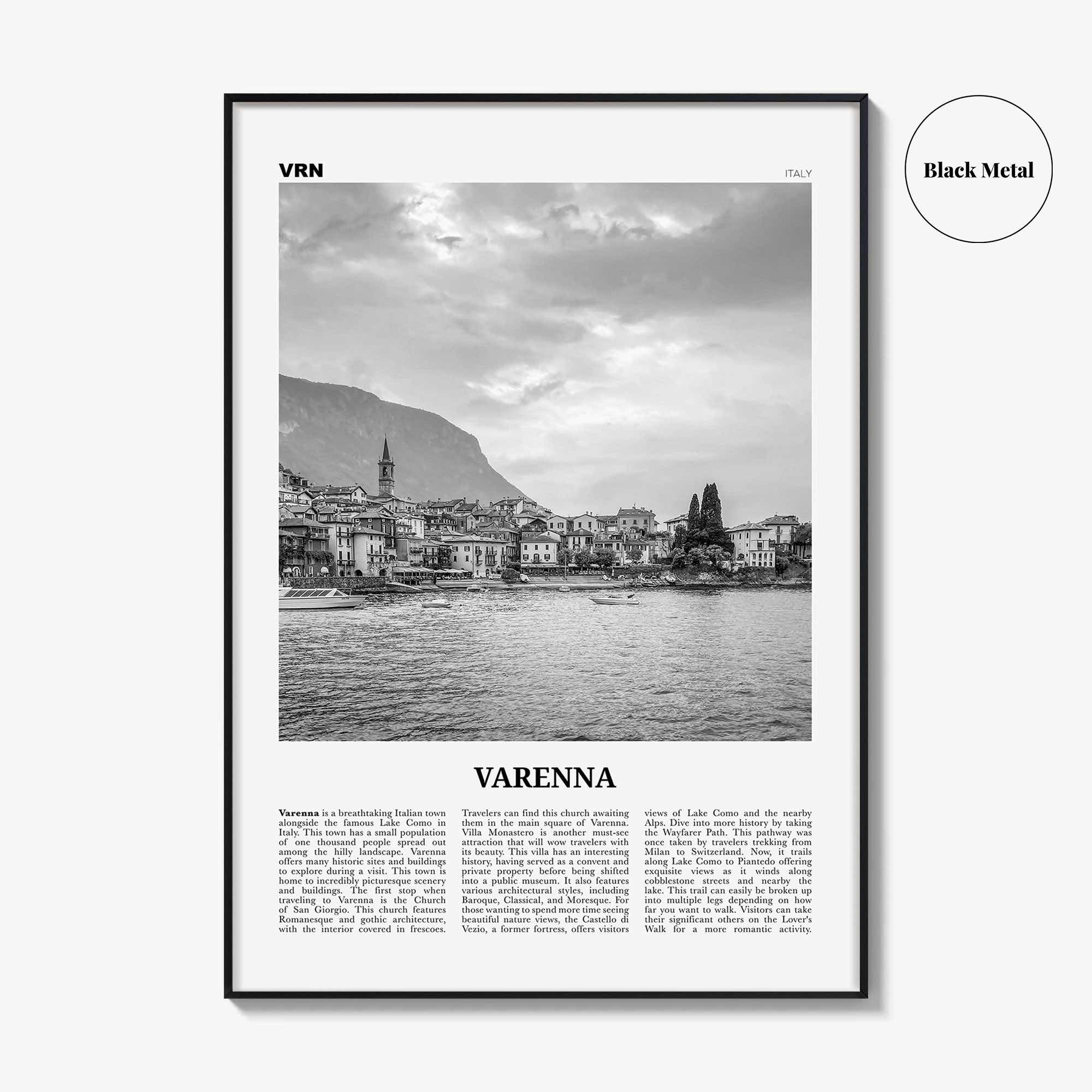 Varenna Print Black and White, Varenna Wall Art, Varenna Poster, Varenna Photo, Varenna Wall Décor, Varenna Map, Italy