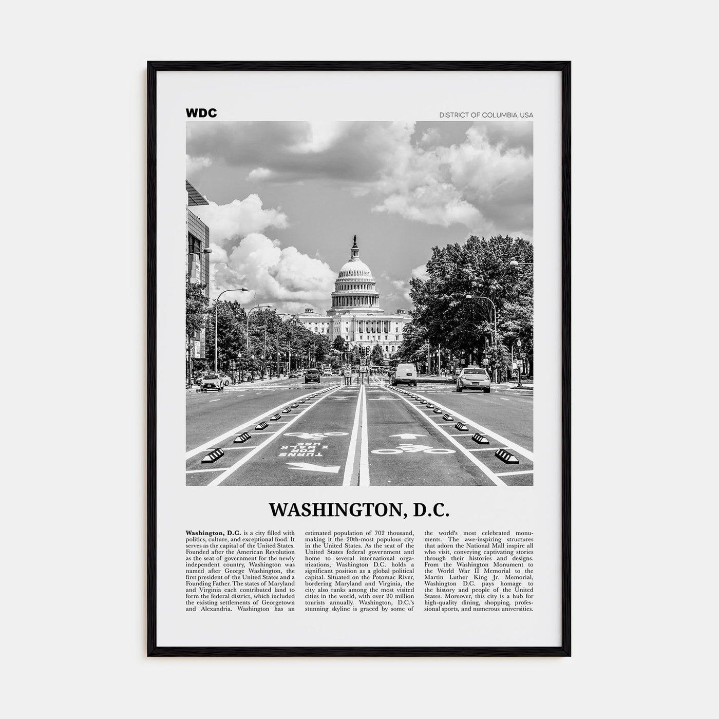 Washington, D.C. Travel B&W No 1 Poster