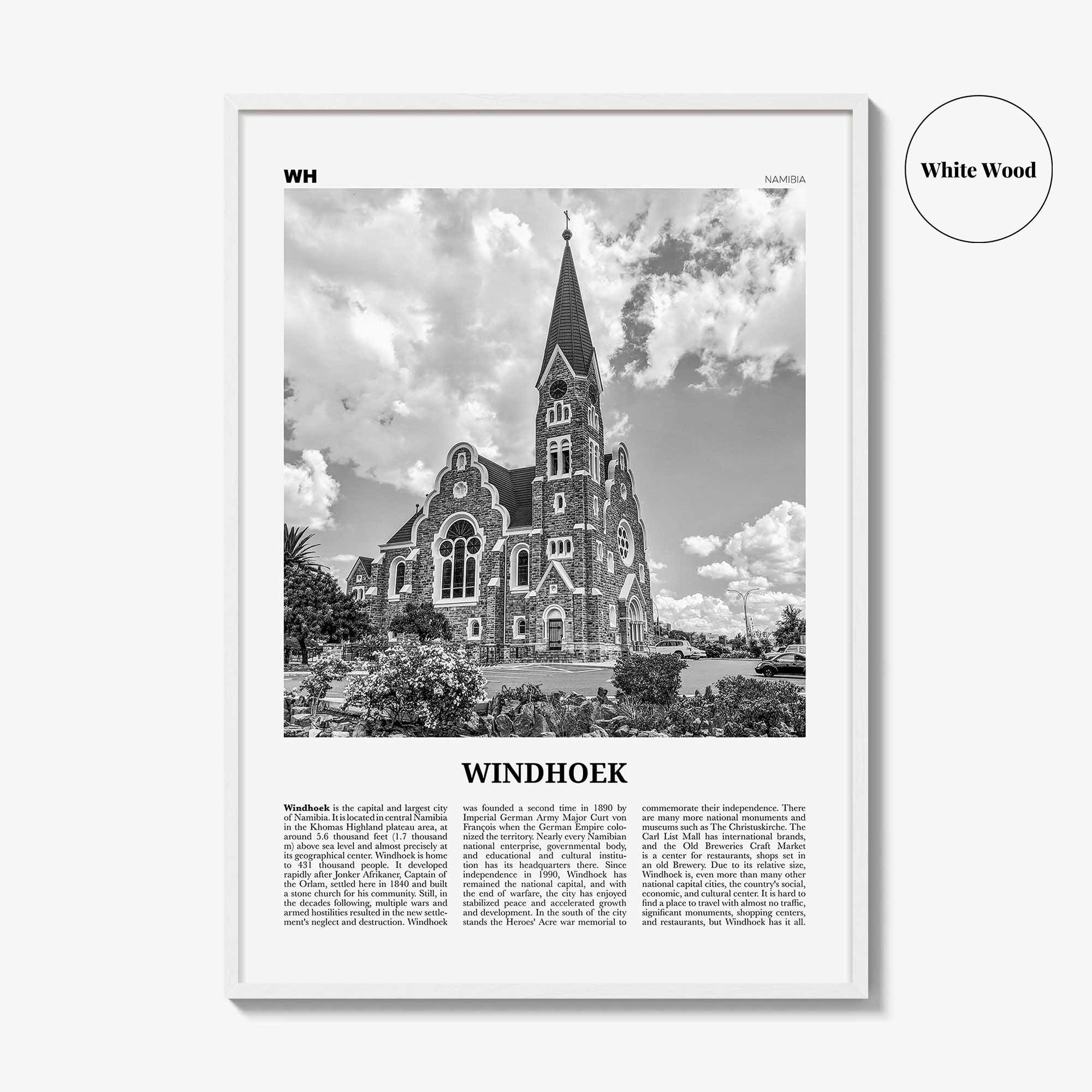 Windhoek Print Black and White, Windhoek Wall Art, Windhoek Poster, Windhoek Photo, Windhoek Wall Décor, Namibia, Windhuk, Africa