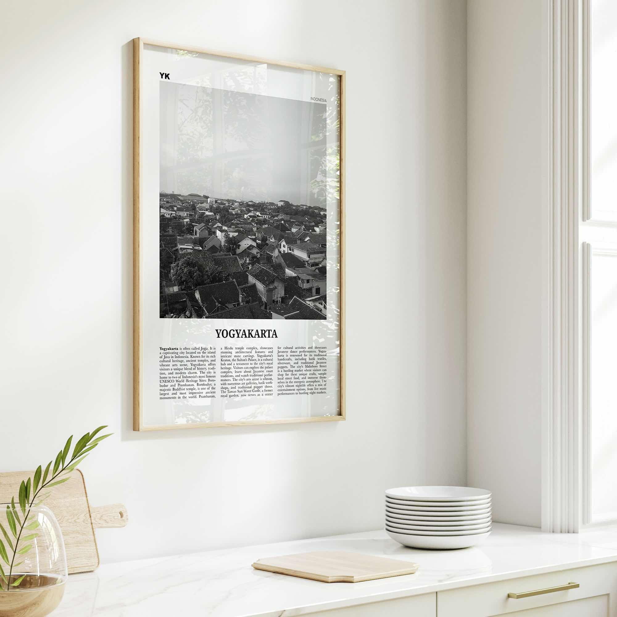 Yogyakarta Print Black and White, Yogyakarta Wall Art, Yogyakarta Poster, Yogyakarta Photo, Yogyakarta Wall Décor, Yogyakarta Map, Indonesia