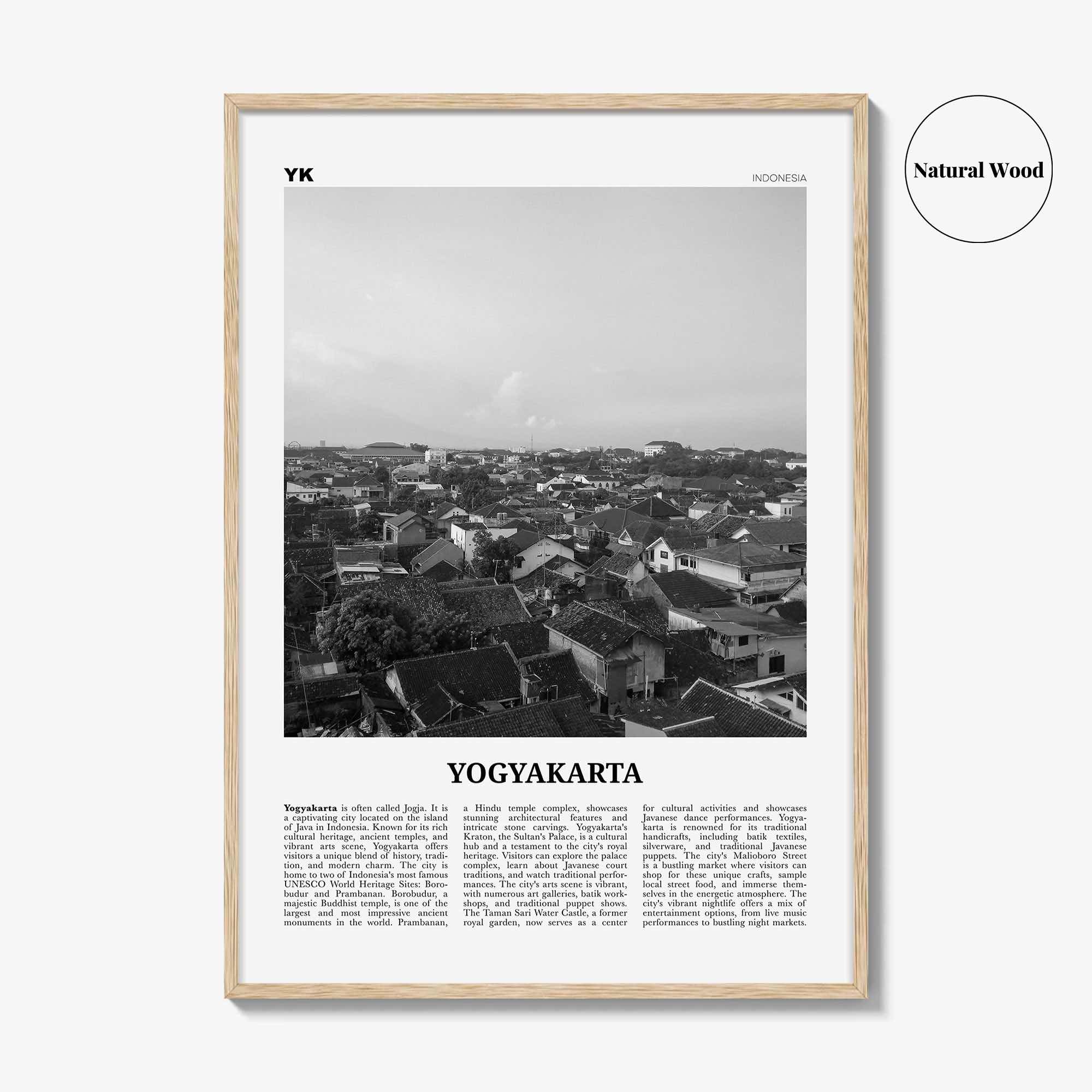 Yogyakarta Print Black and White, Yogyakarta Wall Art, Yogyakarta Poster, Yogyakarta Photo, Yogyakarta Wall Décor, Yogyakarta Map, Indonesia