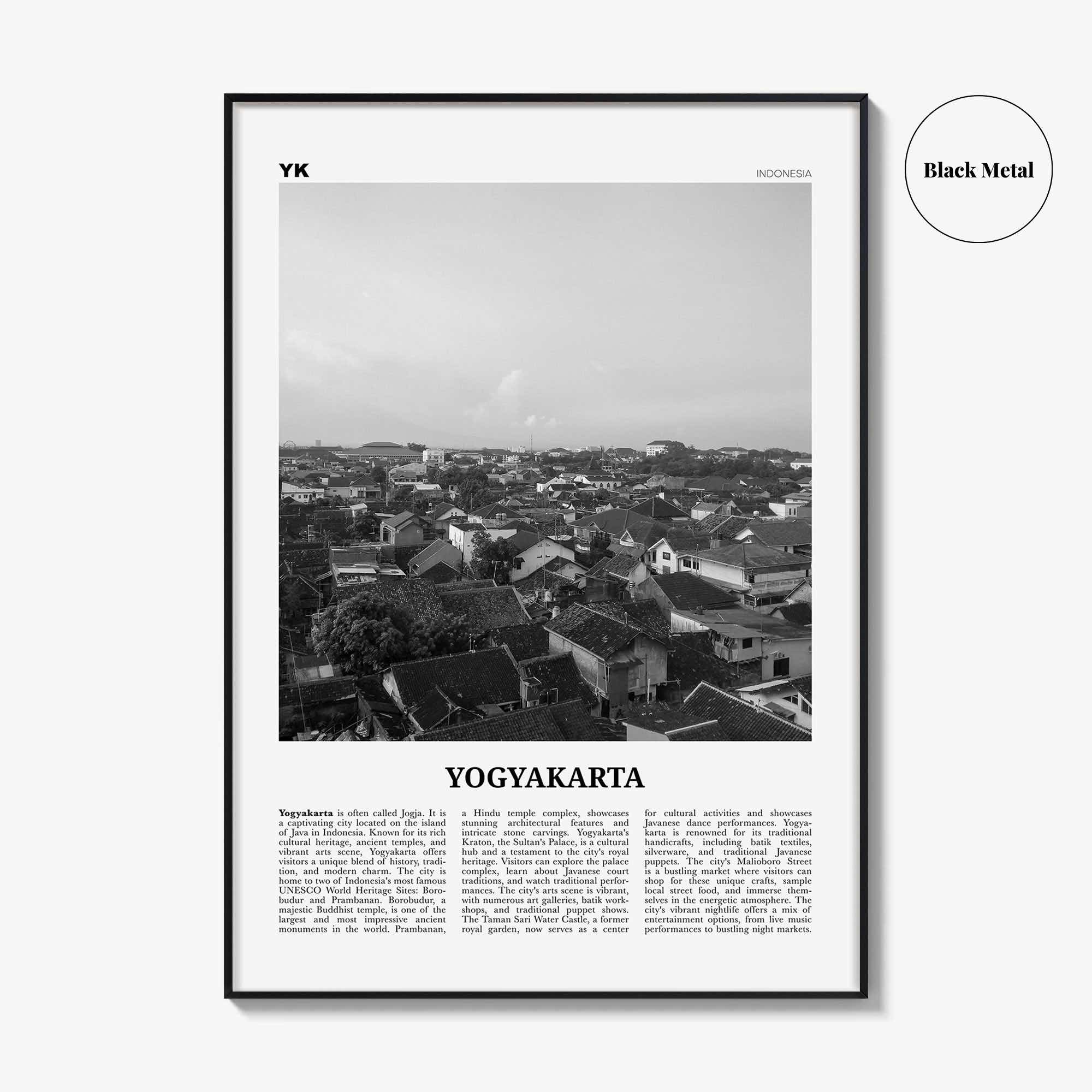 Yogyakarta Print Black and White, Yogyakarta Wall Art, Yogyakarta Poster, Yogyakarta Photo, Yogyakarta Wall Décor, Yogyakarta Map, Indonesia