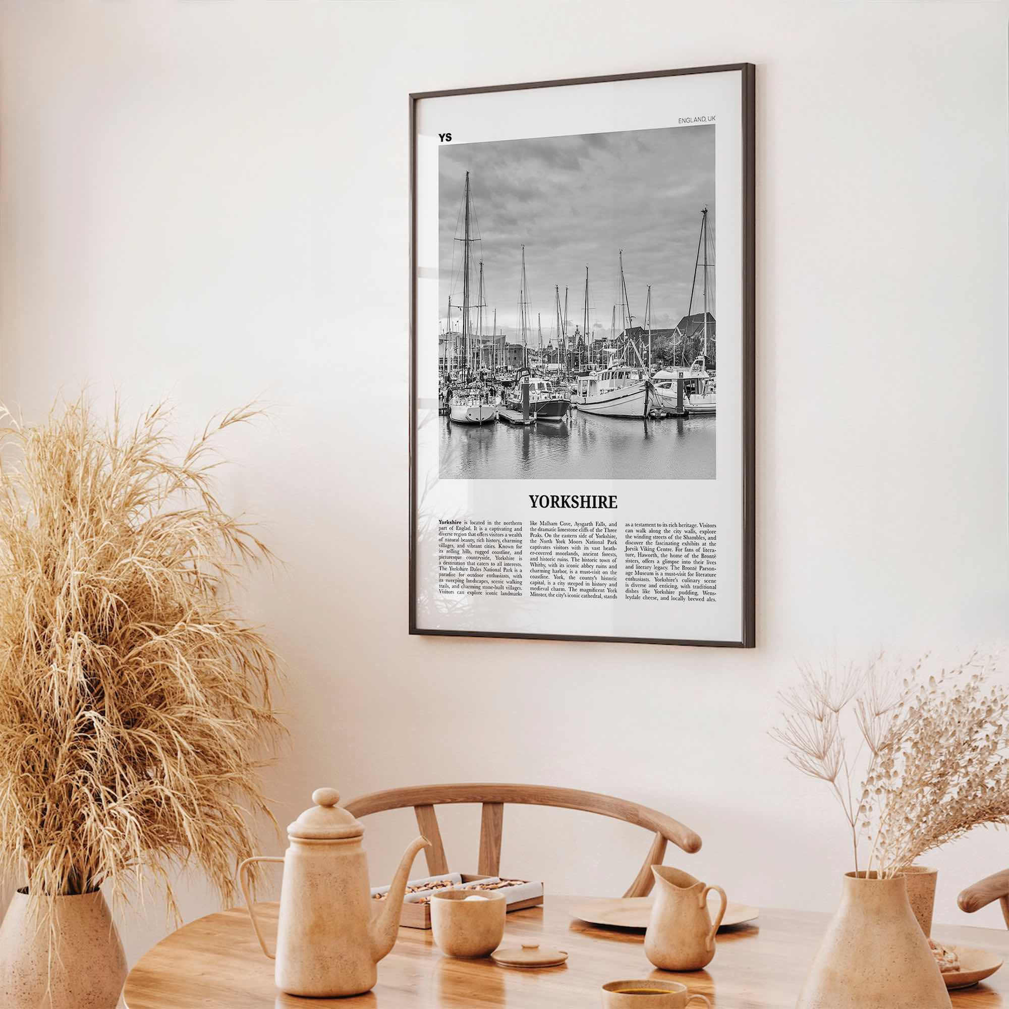 Yorkshire Print Black and White, Yorkshire Wall Art, Yorkshire Poster, Yorkshire Photo, Wall Décor, Yorkshire Map, England, United Kingdom