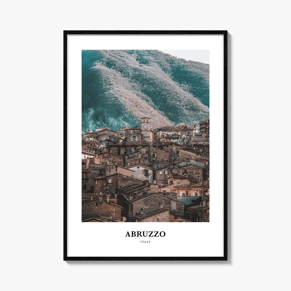 Abruzzo no. 3 colorful classic poster of Italy – vertical wall art, unframed print shown in interior mockup