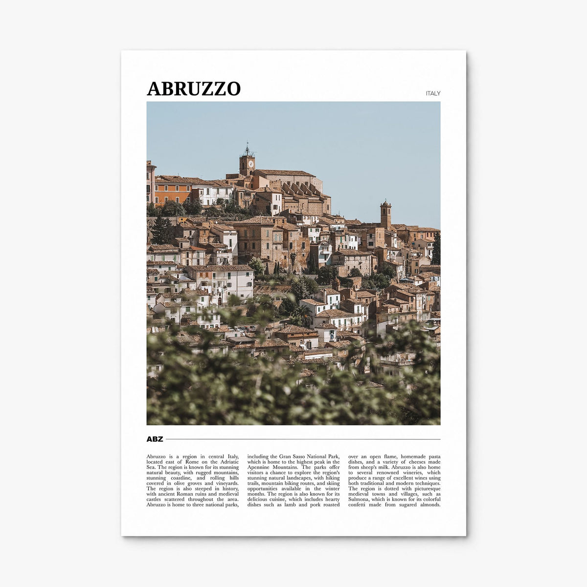 Abruzzo Travel No 1 Poster, print only (unframed)