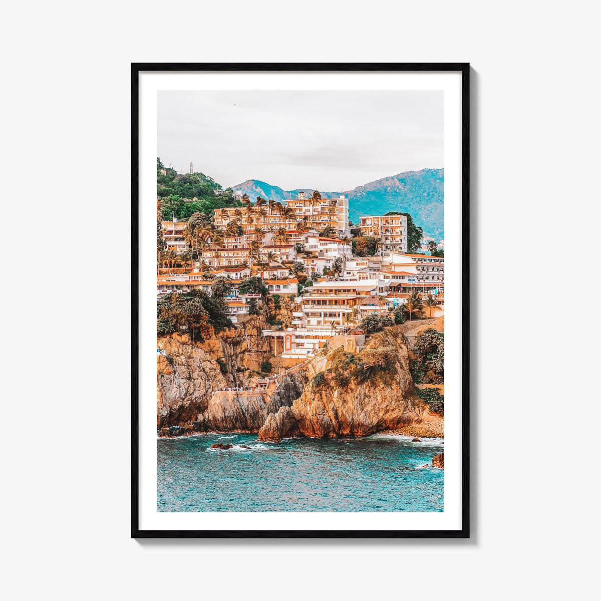 Acapulco de Juárez colorful photo poster of Mexico – vertical wall art, unframed print shown in interior mockup