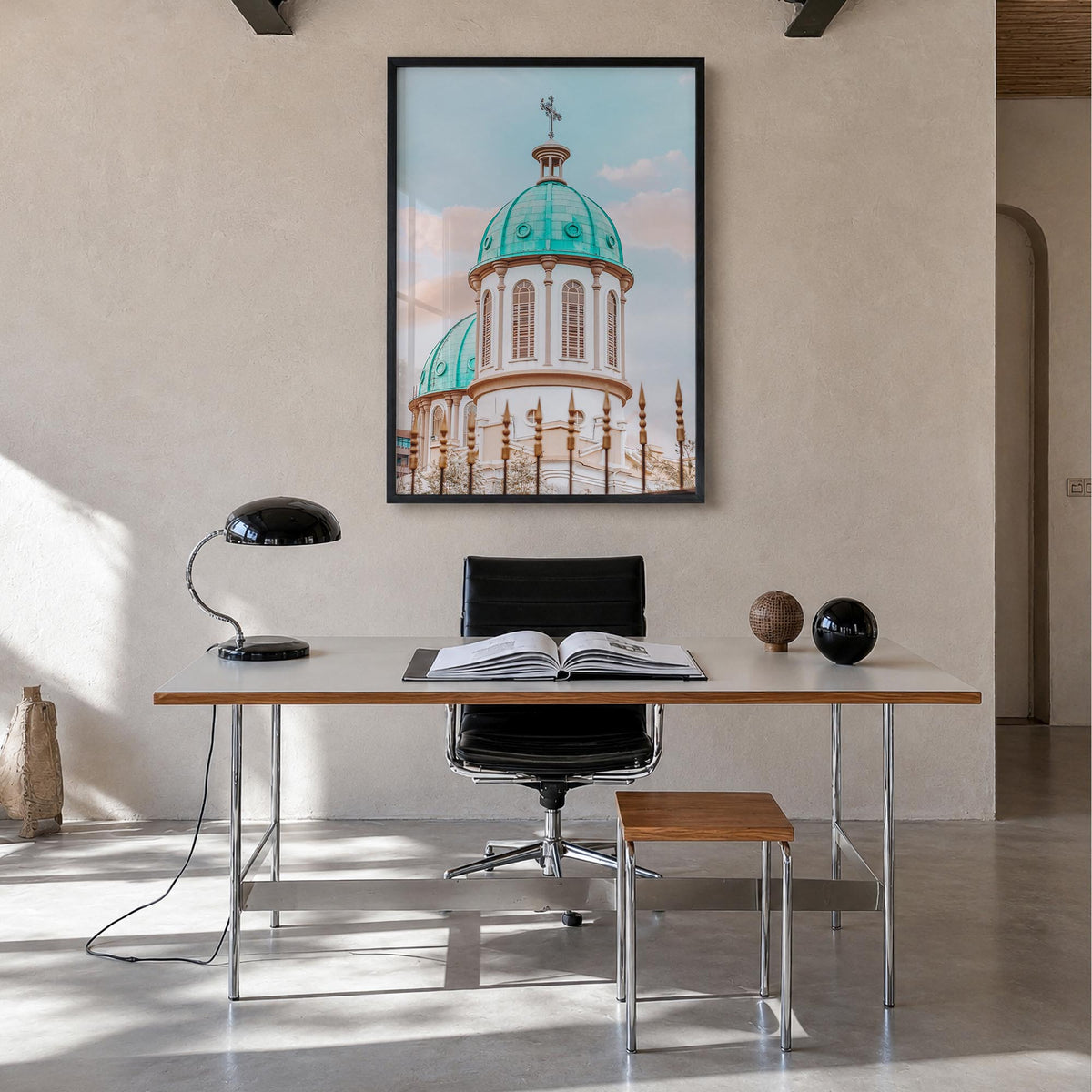 Addis Ababa no. 2 colorful photo poster of Ethiopia – vertical wall art in black wood frame, hanging on wall