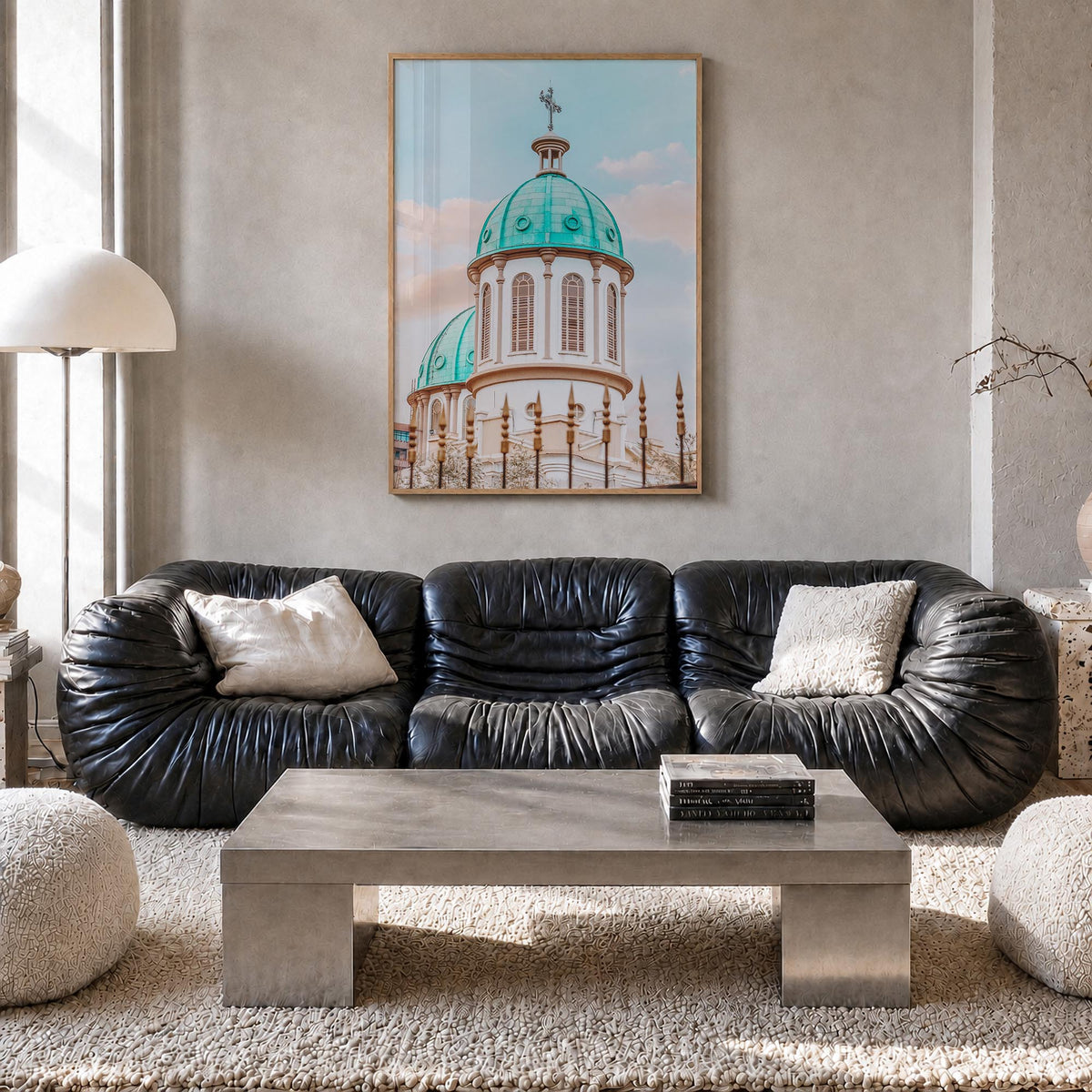 Addis Ababa no. 2 colorful photo poster of Ethiopia – vertical wall art in natural wood frame, hanging on wall