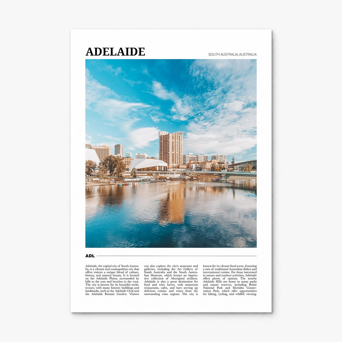Adelaide Travel Poster, print only (unframed)
