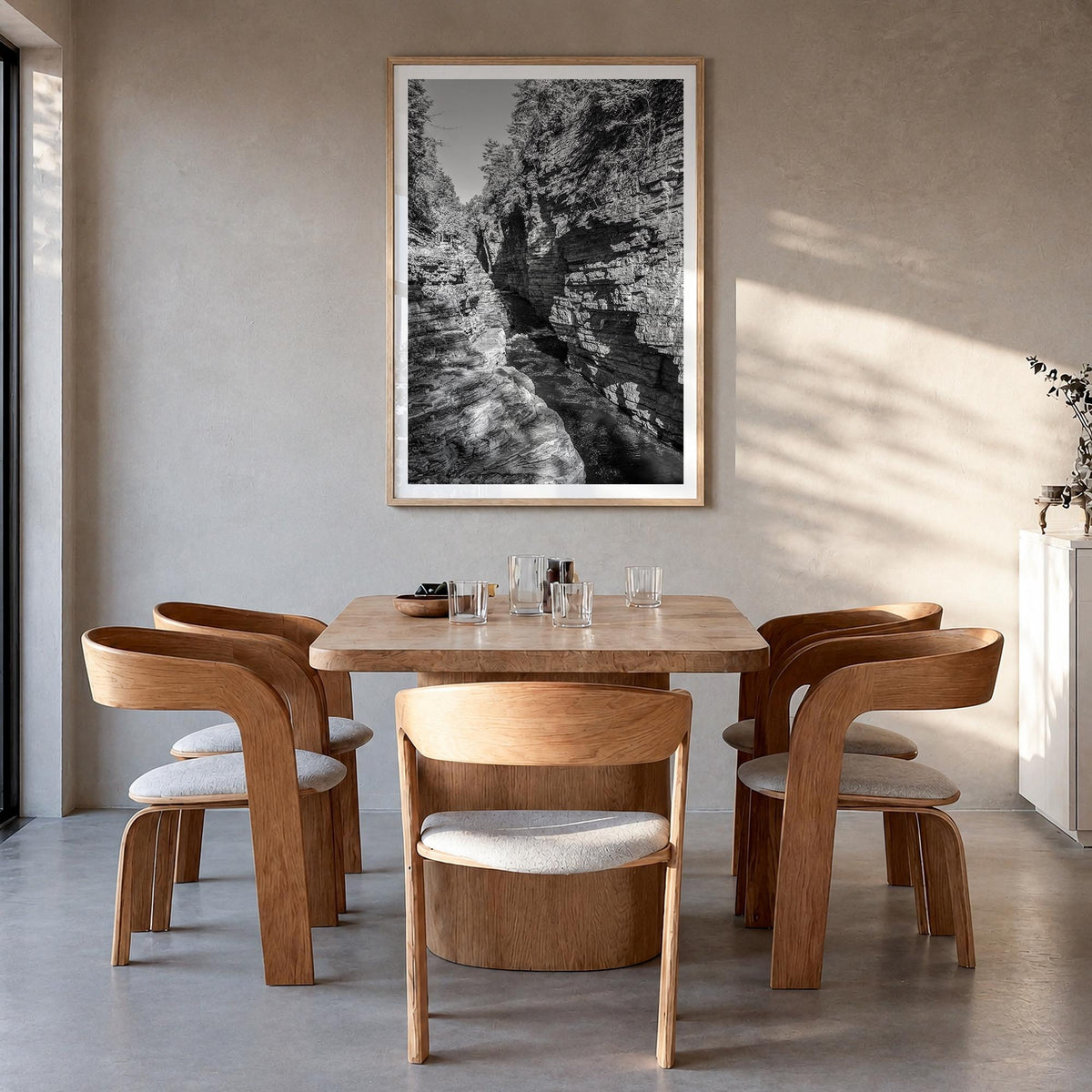 Adirondack Mountains no. 2 black & white photo poster of New York, USA – vertical wall art in natural wood frame with white b