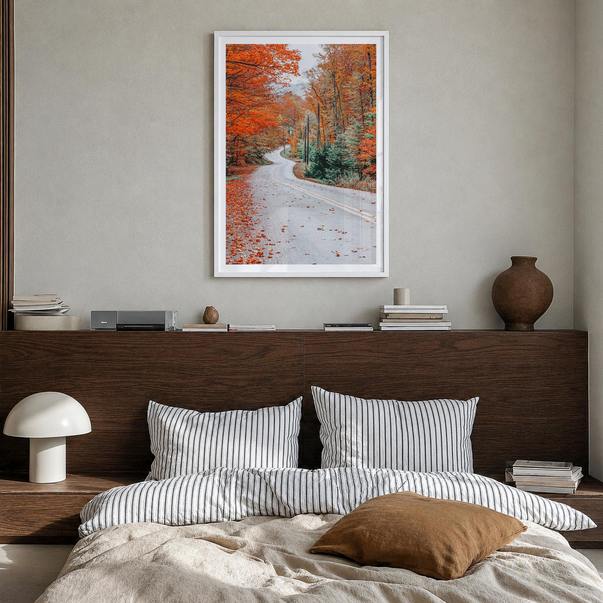 Adirondack Mountains no. 2 colorful photo poster of New York, USA – vertical wall art in white wood frame with white border,