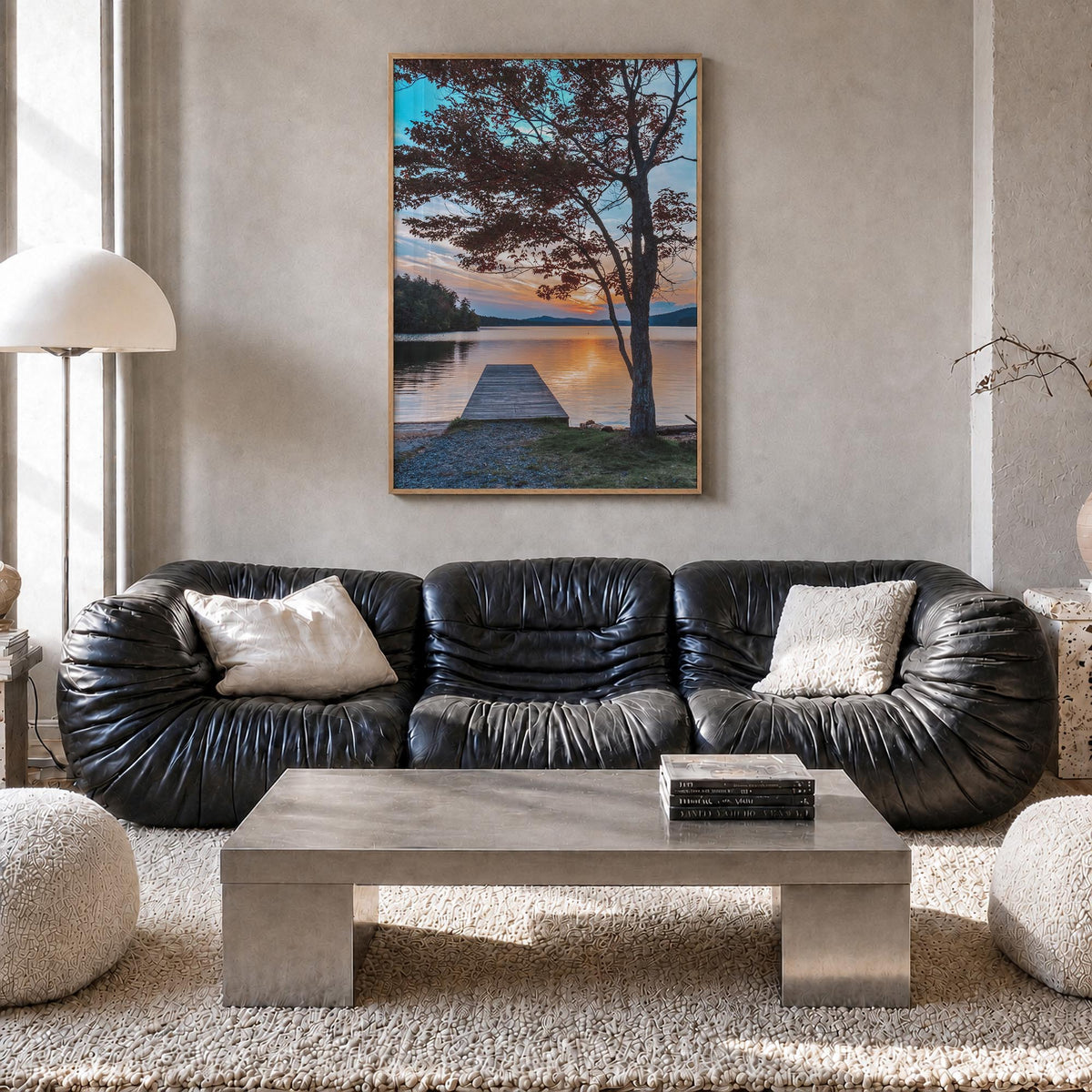 Adirondack Mountains no. 3 colorful photo poster of New York, USA – vertical wall art in natural wood frame, hanging on wall