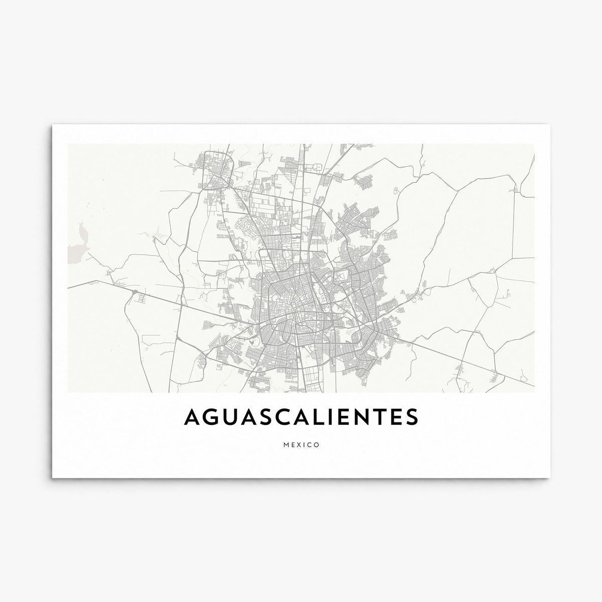 Aguascalientes, Mexico Map Poster, print only (unframed)