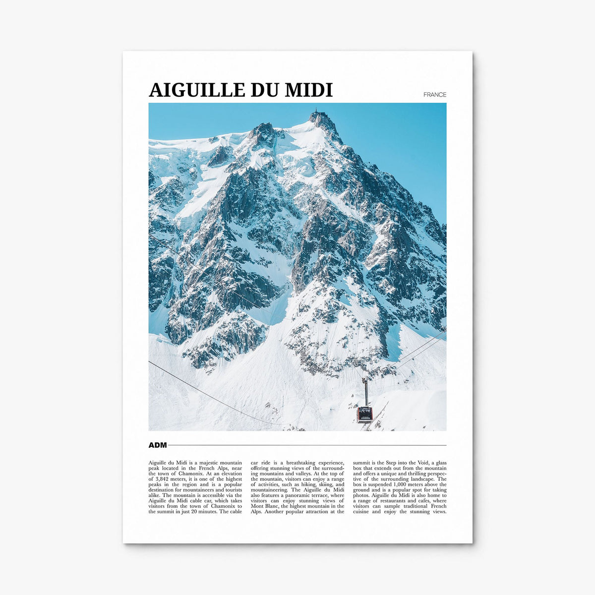 Aiguille du Midi Travel Poster, print only (unframed)