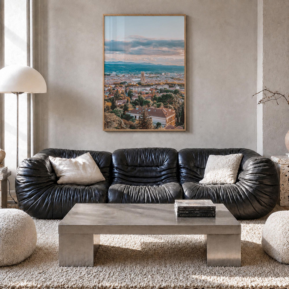 Aix-en-Provence colorful photo poster of France – vertical wall art in natural wood frame, hanging on wall