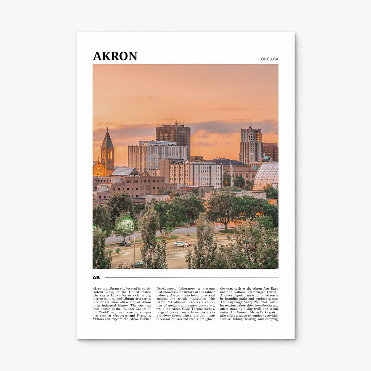Akron Travel Poster, print only (unframed)