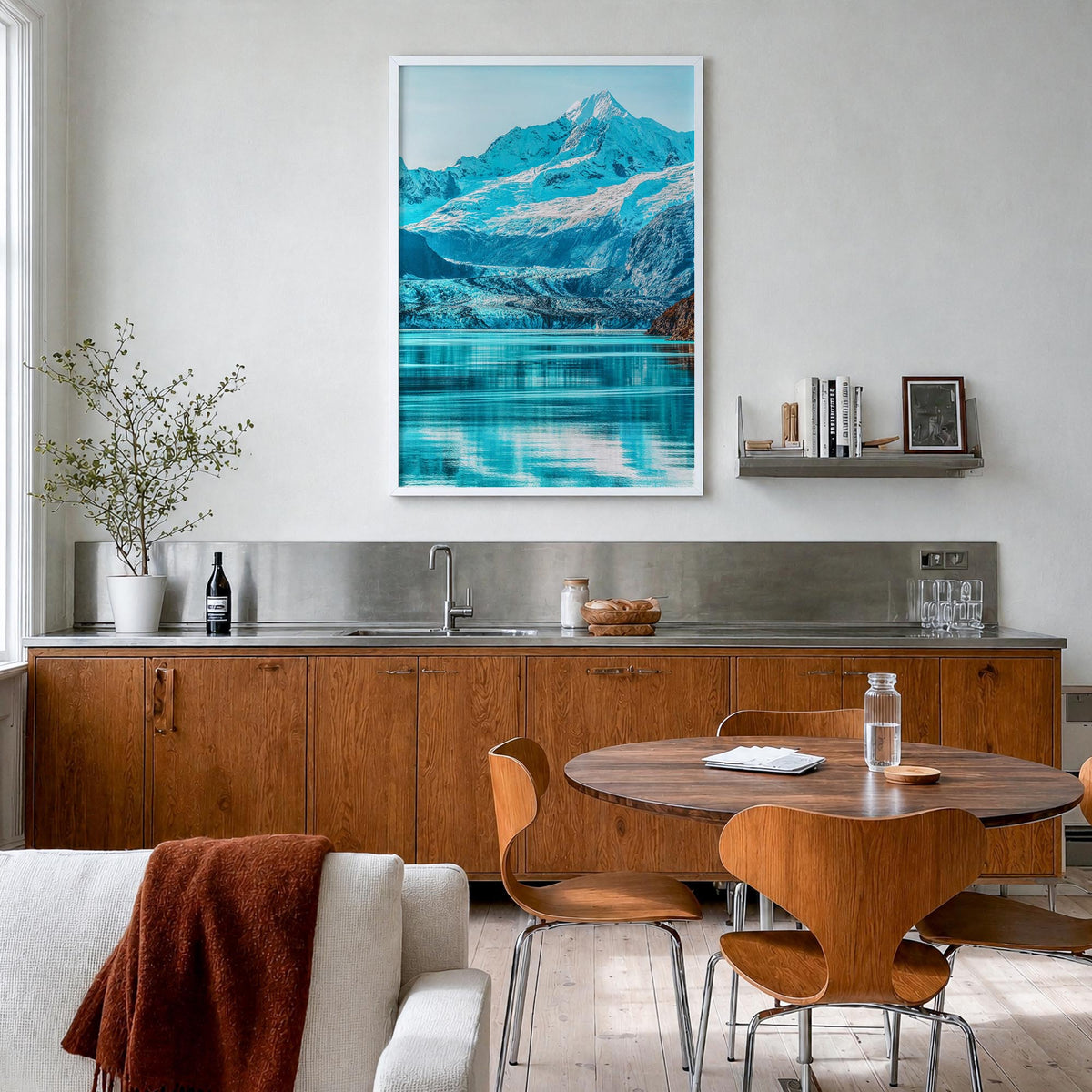 Alaska no. 3 colorful photo poster of United States – vertical wall art in white wood frame, hanging on wall