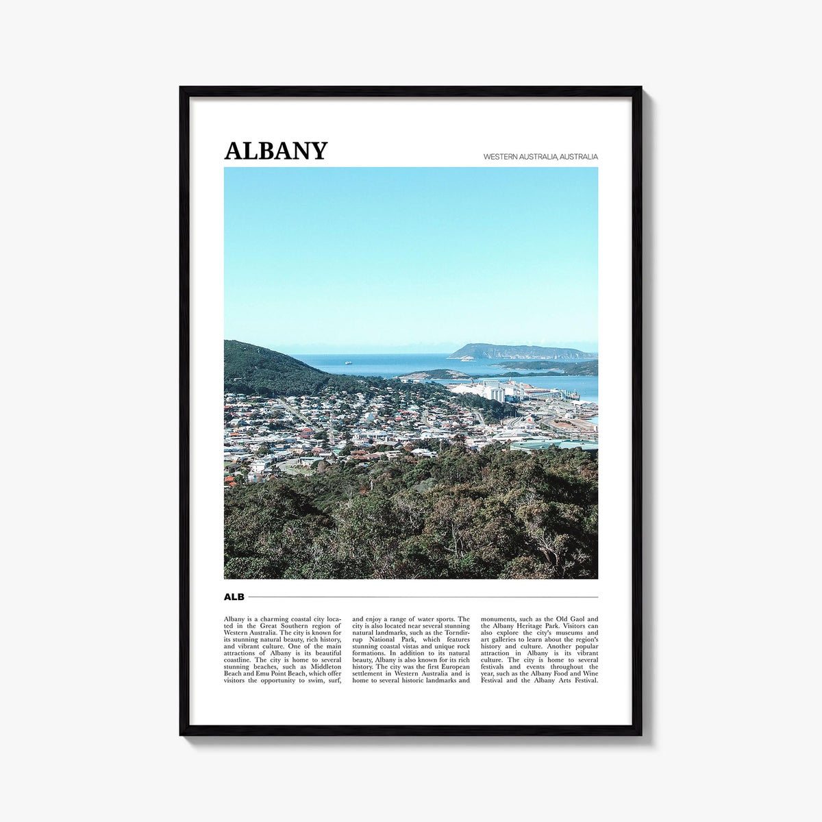 Albany, Australia colorful travel poster of Australia – vertical wall art, unframed print shown in interior mockup