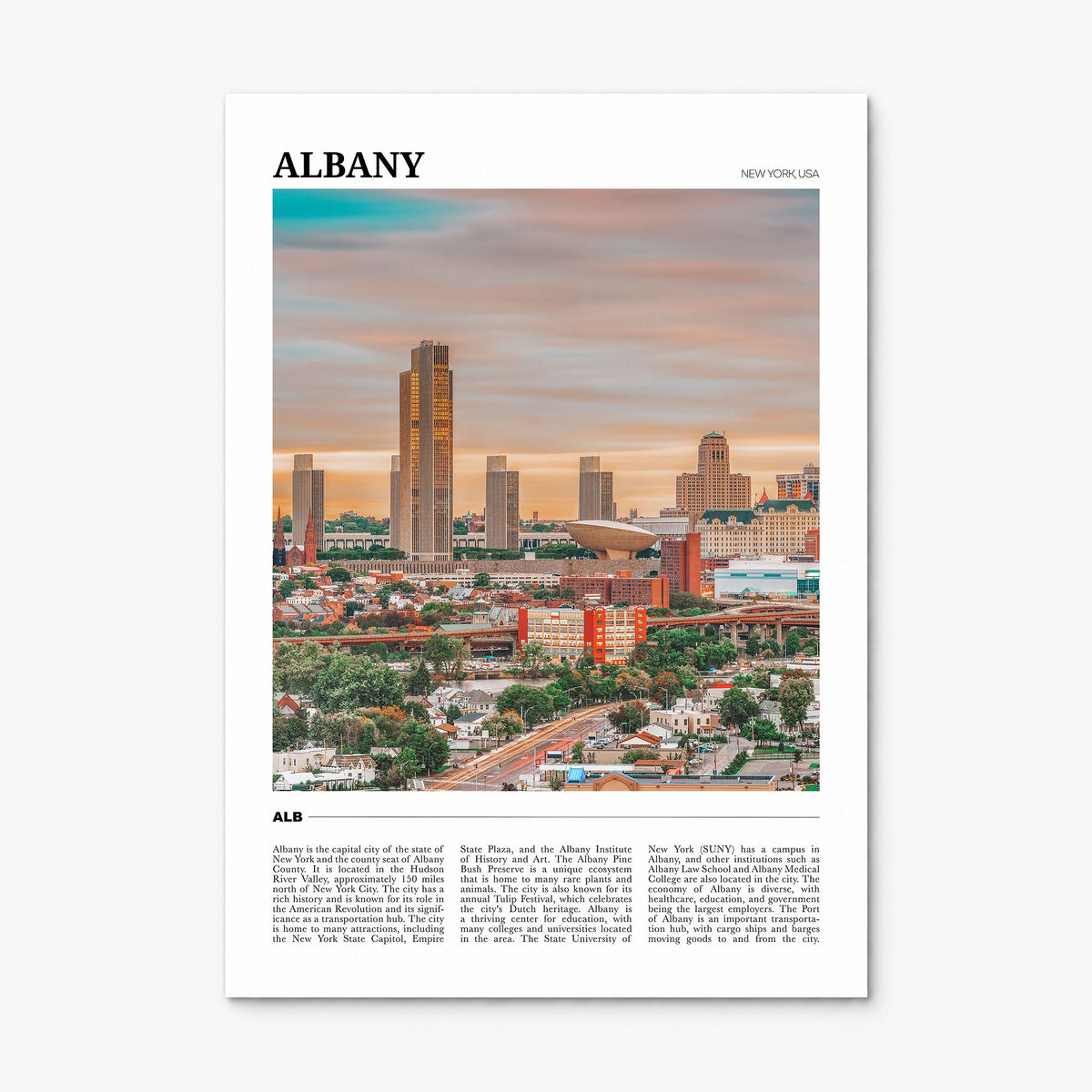 Albany, New York Travel Poster, print only (unframed)