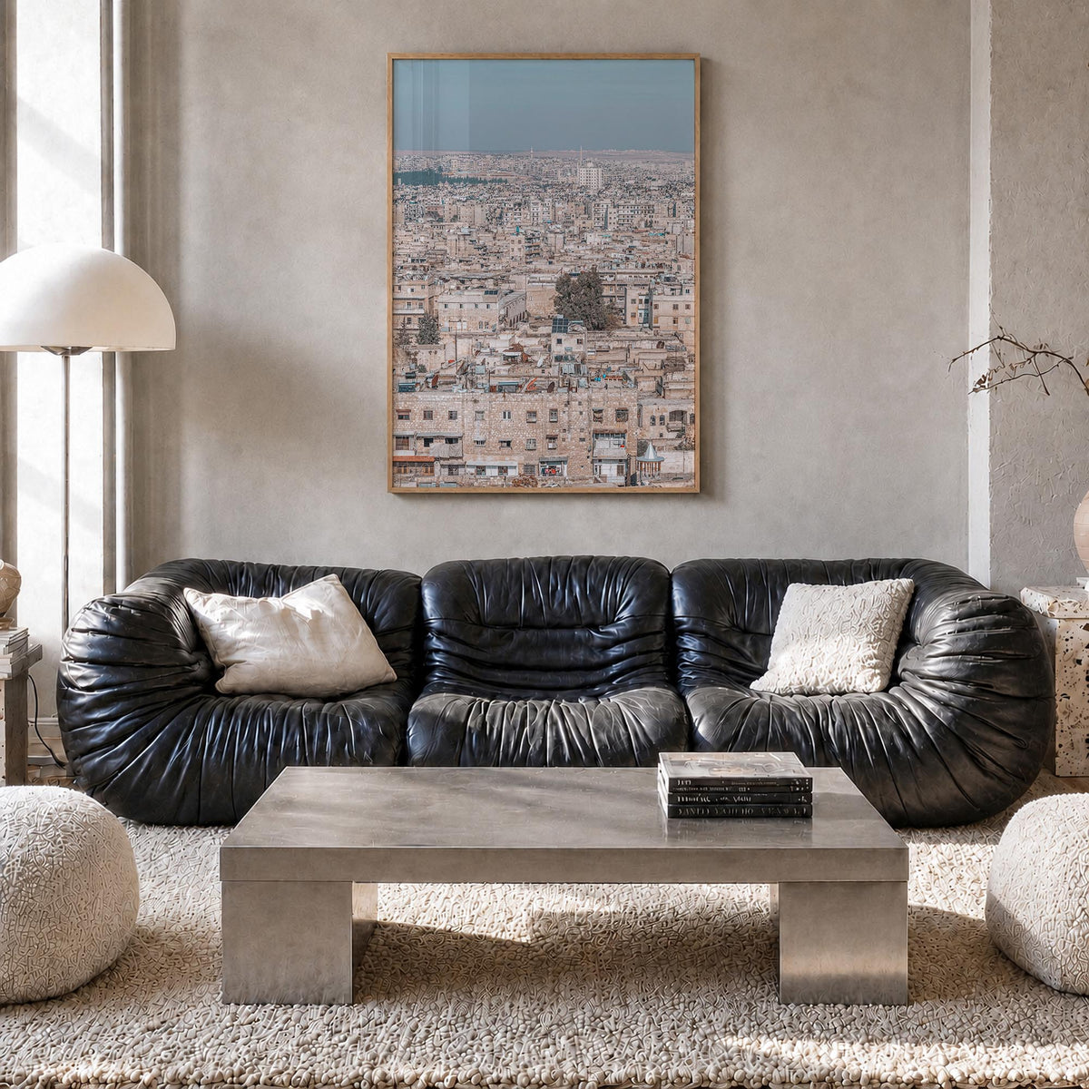Aleppo colorful photo poster of Syria – vertical wall art in natural wood frame, hanging on wall