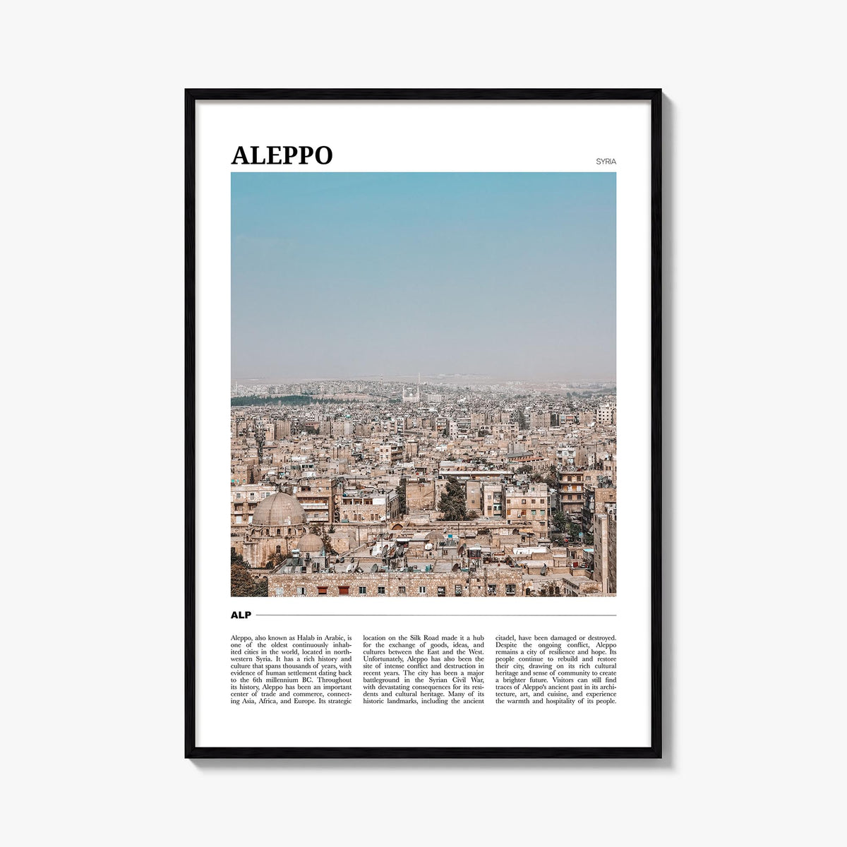 Aleppo colorful travel poster of Syria – vertical wall art, unframed print shown in interior mockup