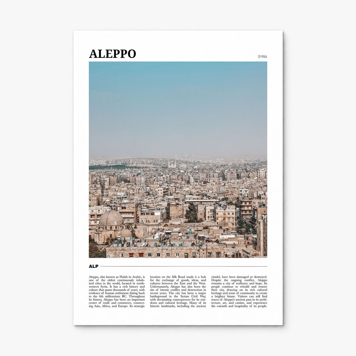 Aleppo Travel Poster, print only (unframed)