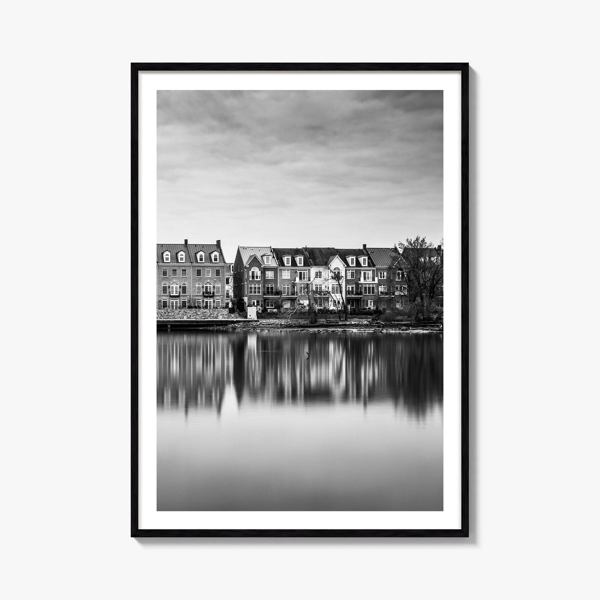 Alexandria, Virginia black & white photo poster of Virginia, USA – vertical wall art, unframed print shown in interior mockup