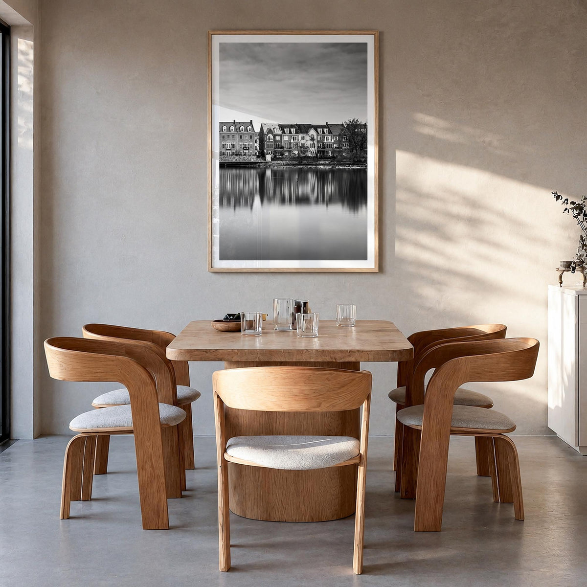 Alexandria, Virginia black & white photo poster of Virginia, USA – vertical wall art in natural wood frame with white border,