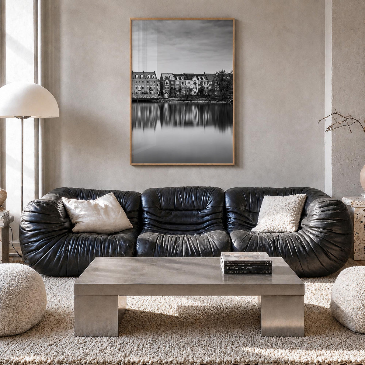 Alexandria, Virginia black & white photo poster of Virginia, USA – vertical wall art in natural wood frame, hanging on wall