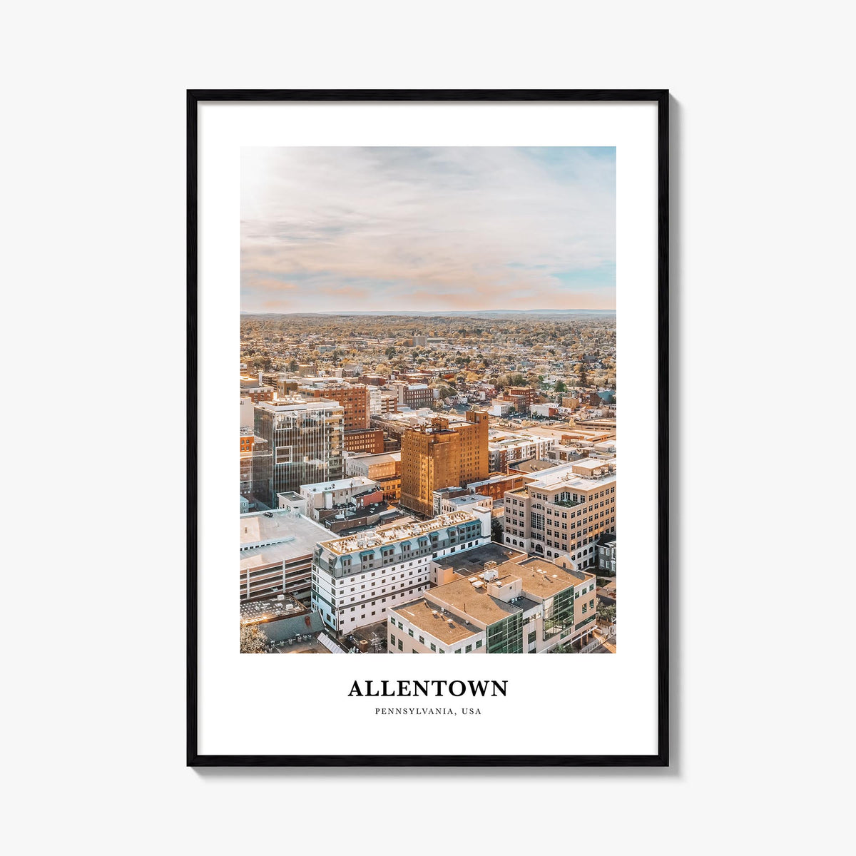 Allentown colorful classic poster of Pennsylvania, USA – vertical wall art, unframed print shown in interior mockup