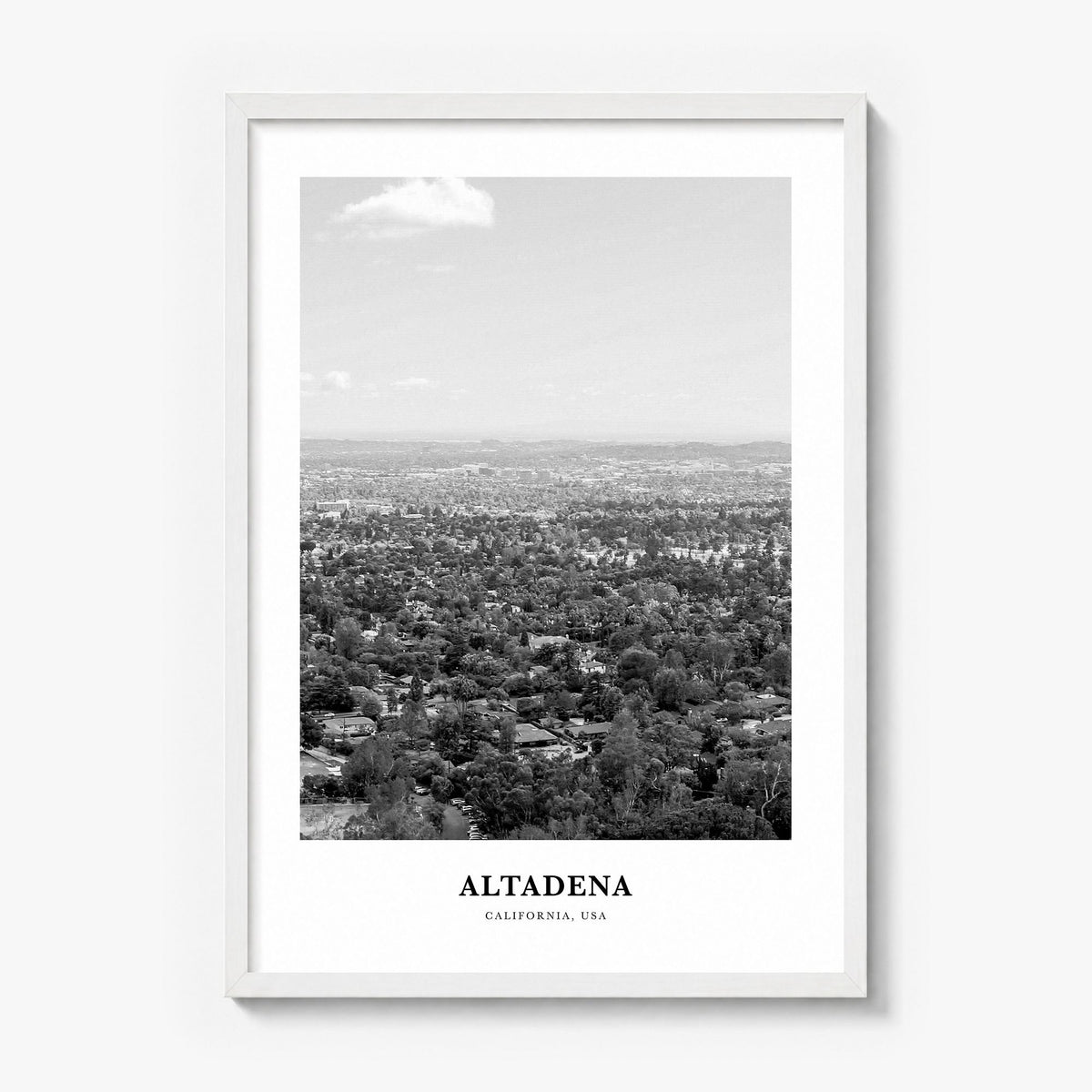 Altadena Classic Poster in a white wood frame