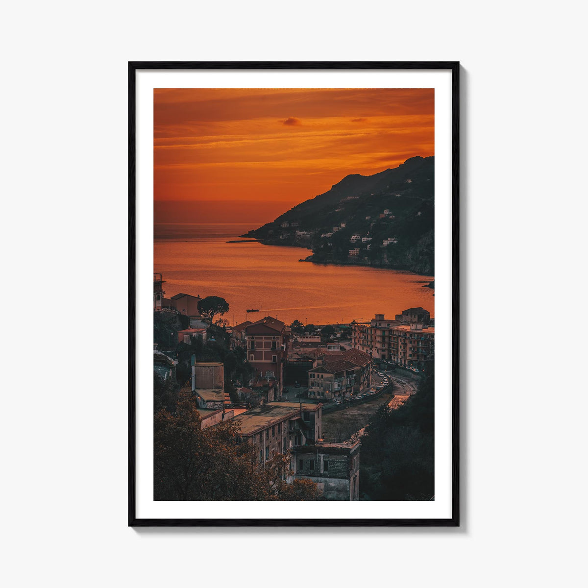 Amalfi no. 2 colorful photo poster of Italy – vertical wall art, unframed print shown in interior mockup