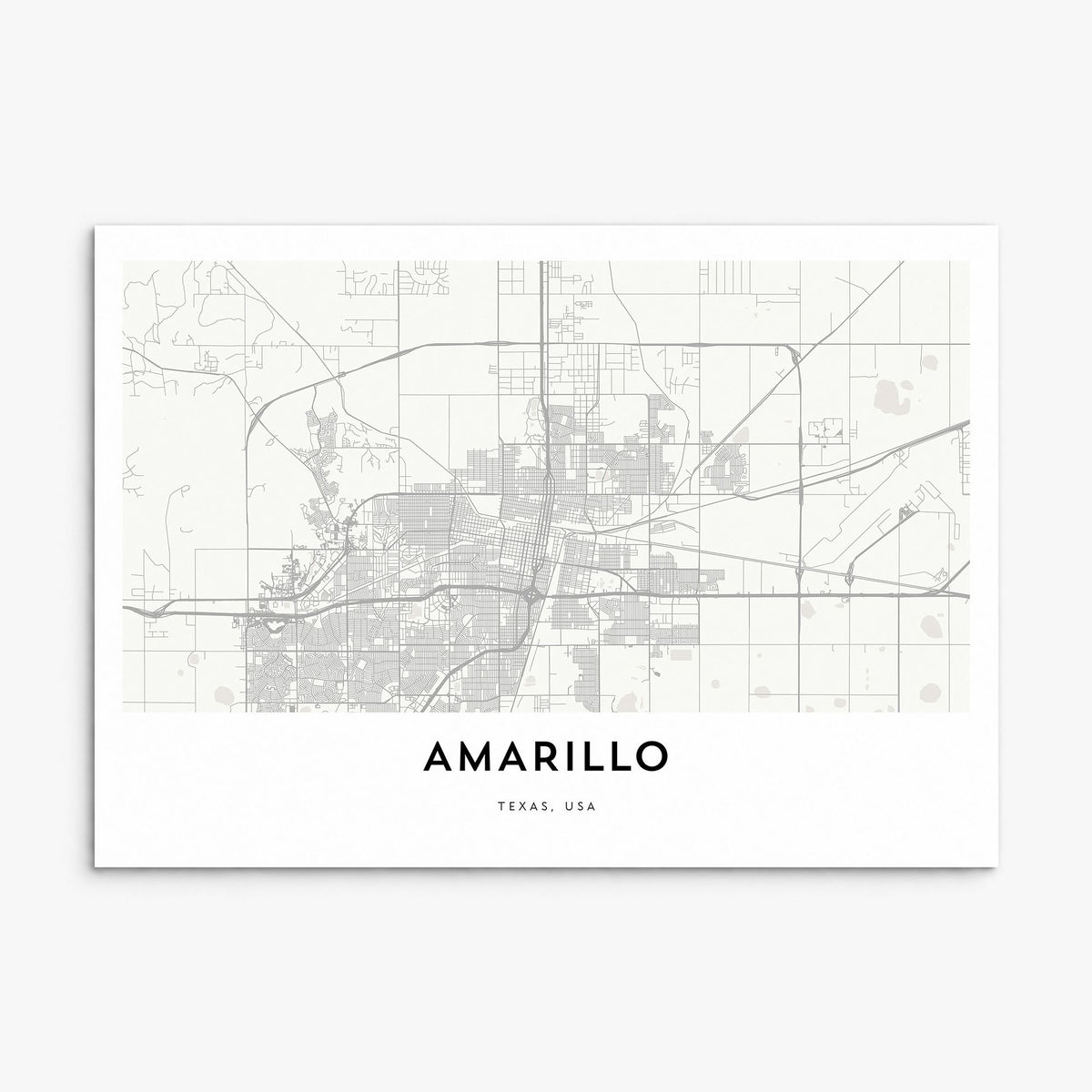 Amarillo Map Poster, print only (unframed)