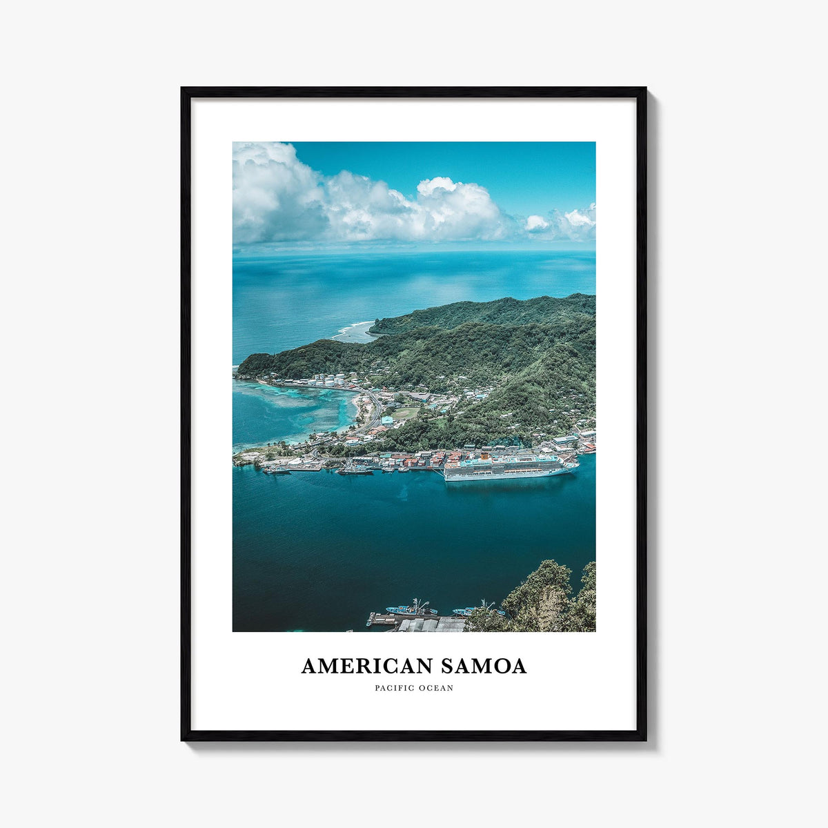 American Samoa colorful classic poster of Oceania – vertical wall art, unframed print shown in interior mockup