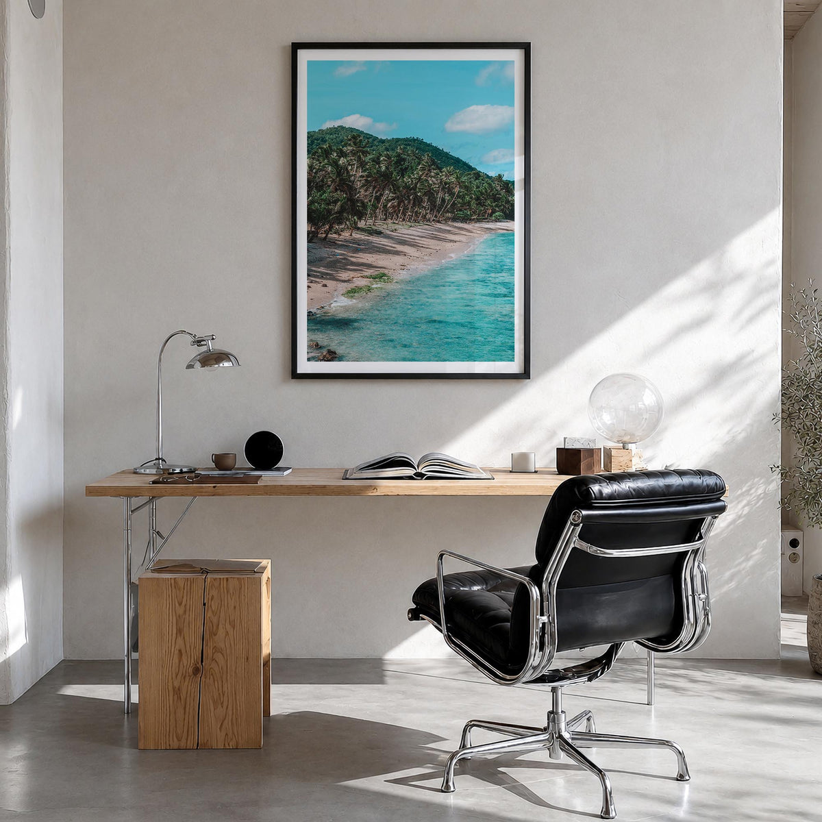 American Samoa colorful photo poster of Oceania – vertical wall art in black wood frame with white border, hanging on wall