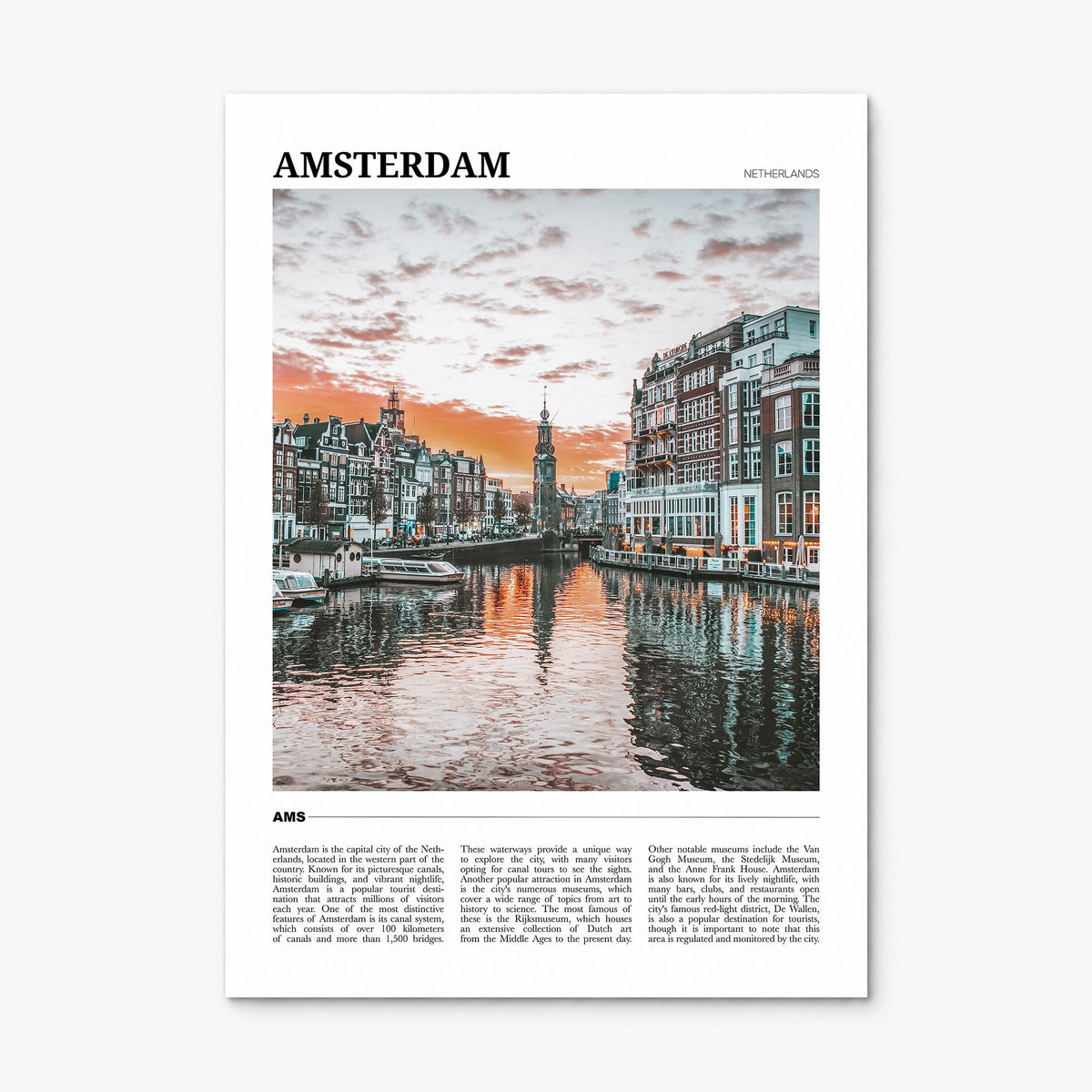 Amsterdam Travel Poster, print only (unframed)