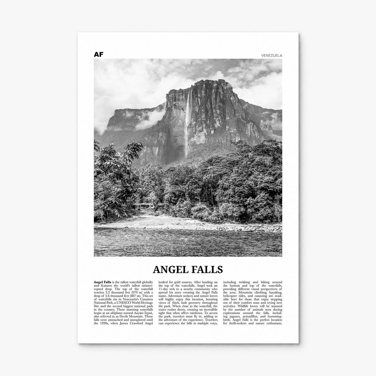 Angel Falls Newspaper Poster, print only (unframed)