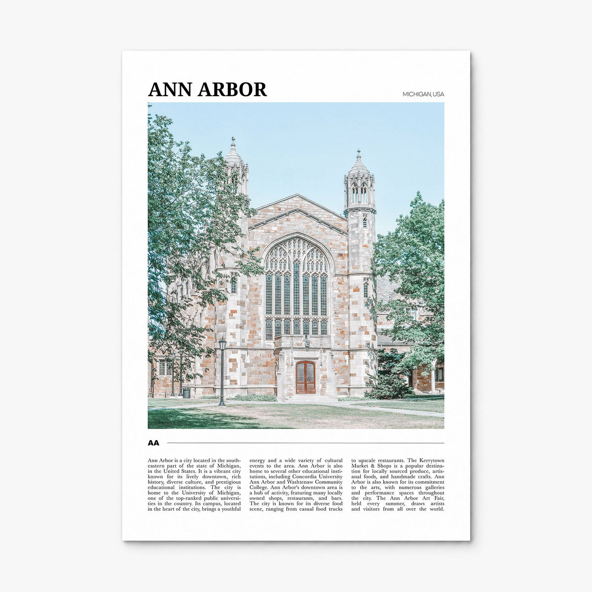 Ann Arbor Travel Poster, print only (unframed)