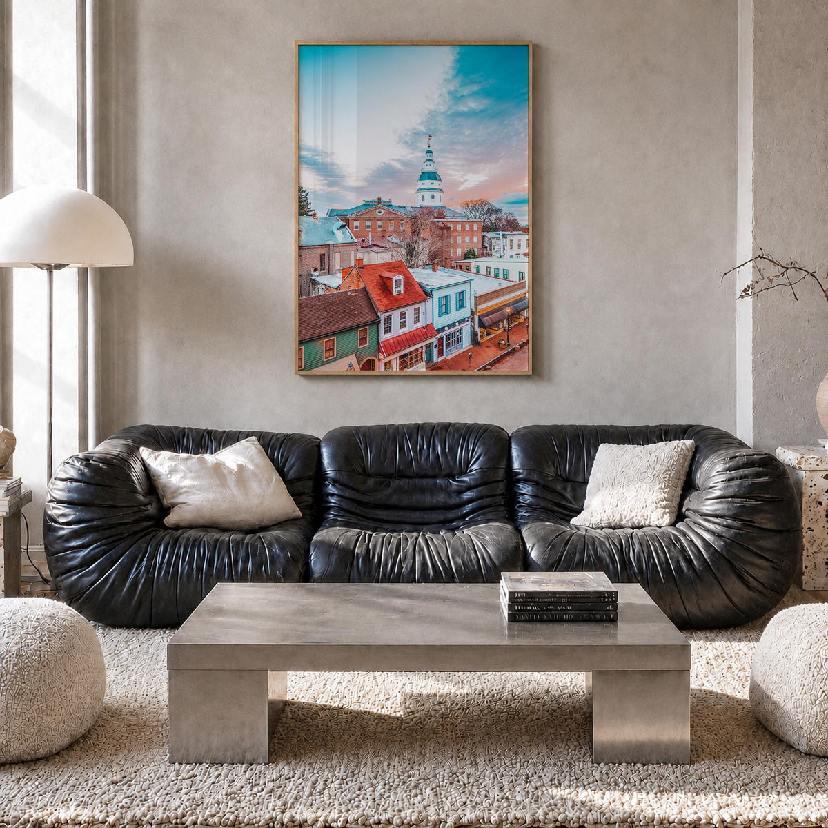 Annapolis no. 1 colorful photo poster of Maryland, USA – vertical wall art in natural wood frame, hanging on wall