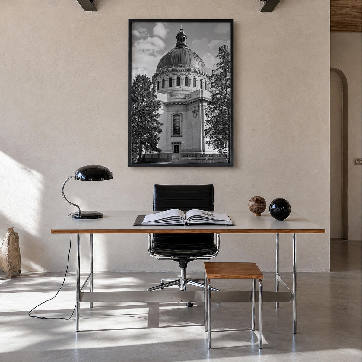 Annapolis no. 2 black & white photo poster of Maryland, USA – vertical wall art in black wood frame, hanging on wall