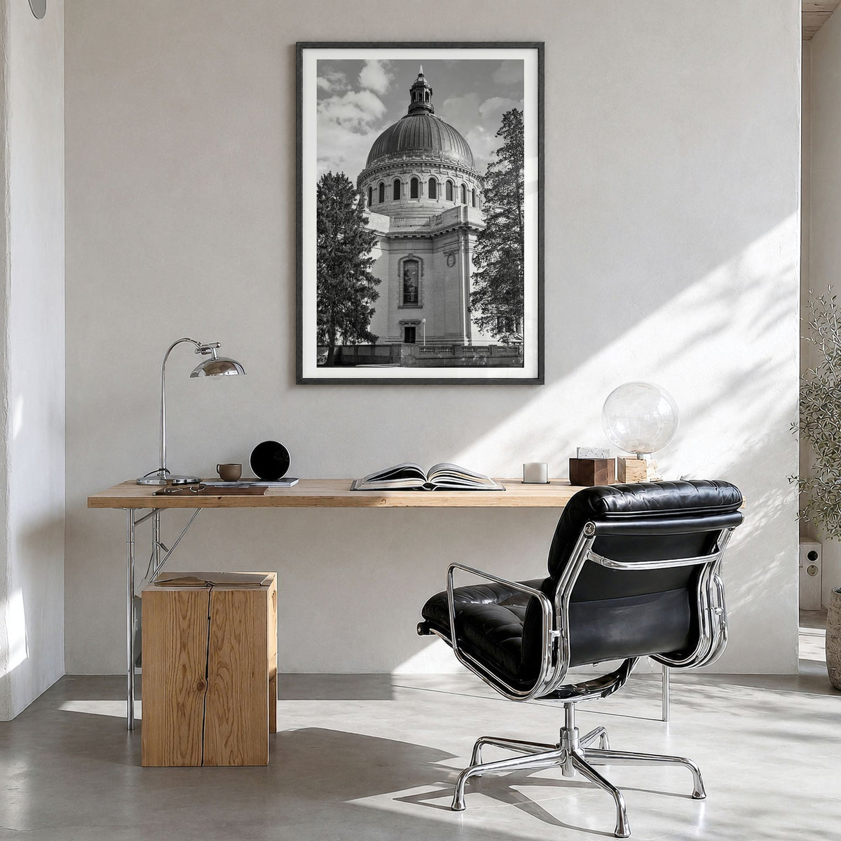 Annapolis Photo No 2 Poster in a black wood frame, hanging in a bright home office, white border