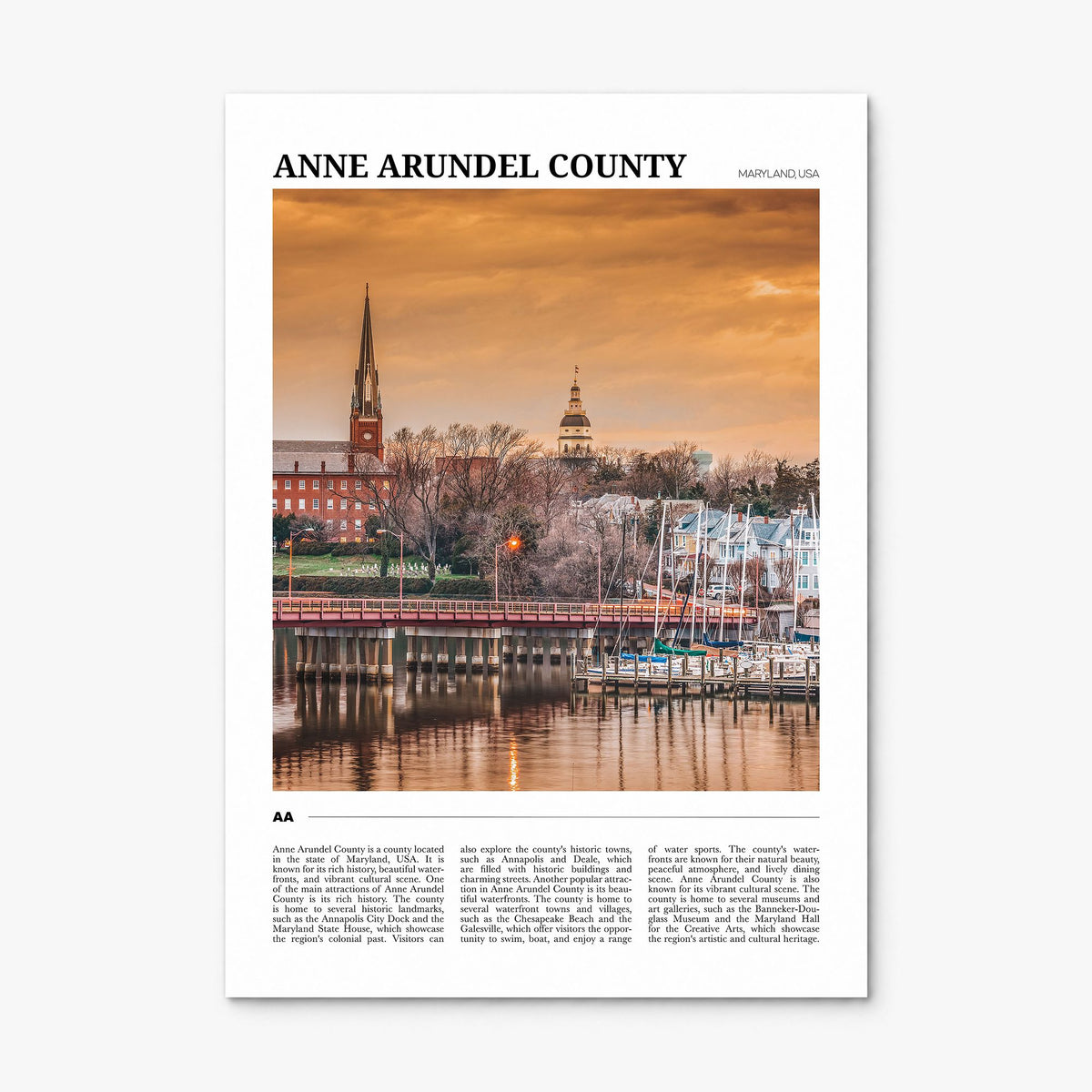 Anne Arundel County Travel Poster, print only (unframed)
