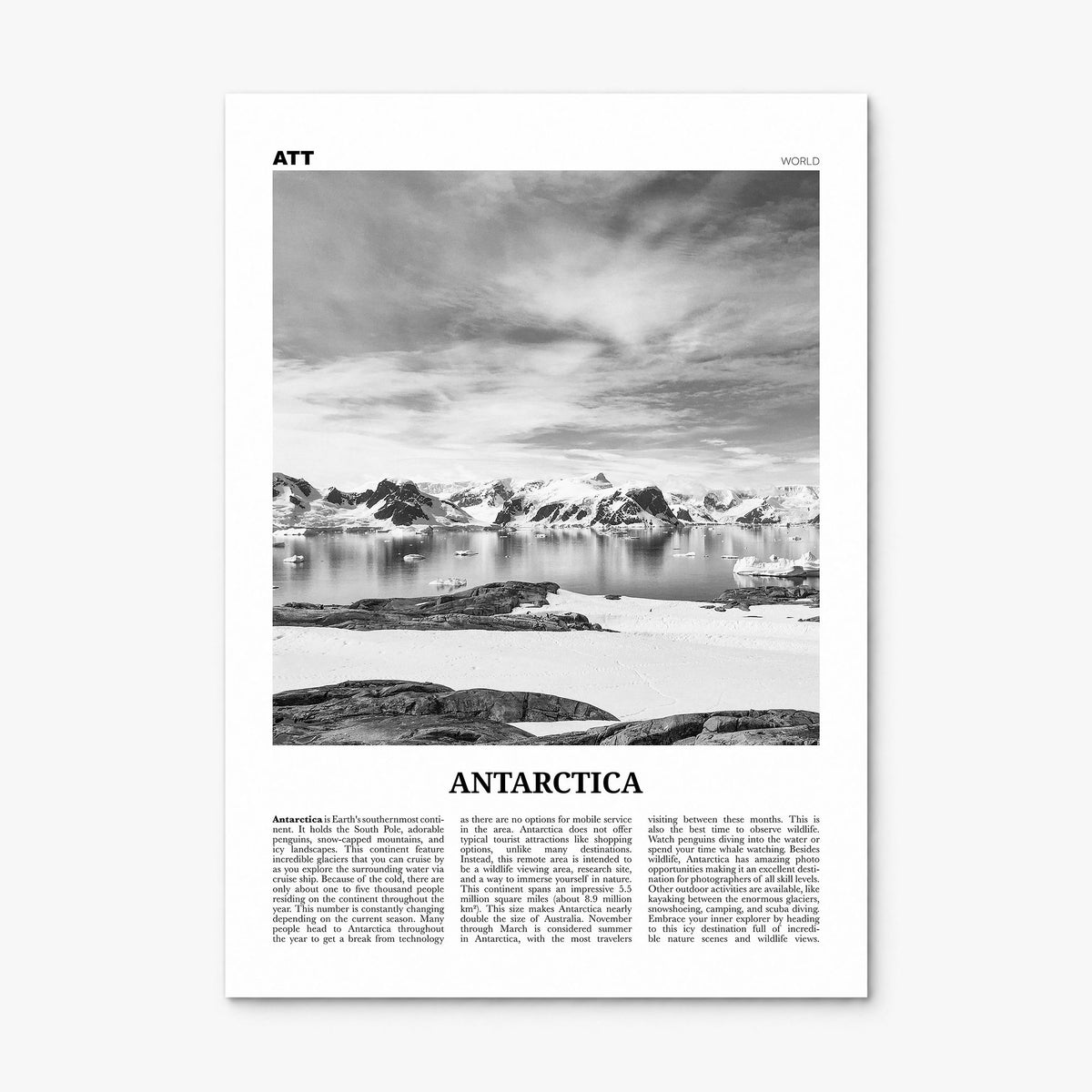 Antarctica Newspaper Poster, print only (unframed)