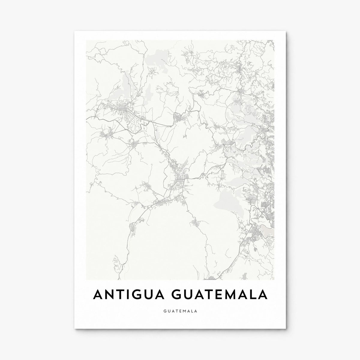 Antigua Guatemala Map Poster, print only (unframed)