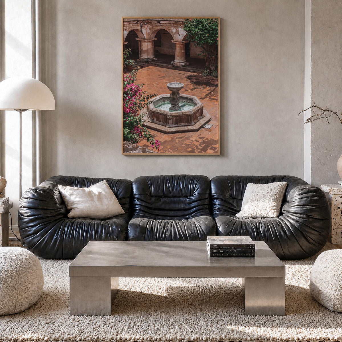 Antigua Guatemala no. 3 colorful photo poster of Guatemala – vertical wall art in natural wood frame, hanging on wall