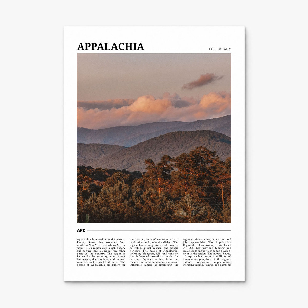 Appalachia Travel Poster, print only (unframed)