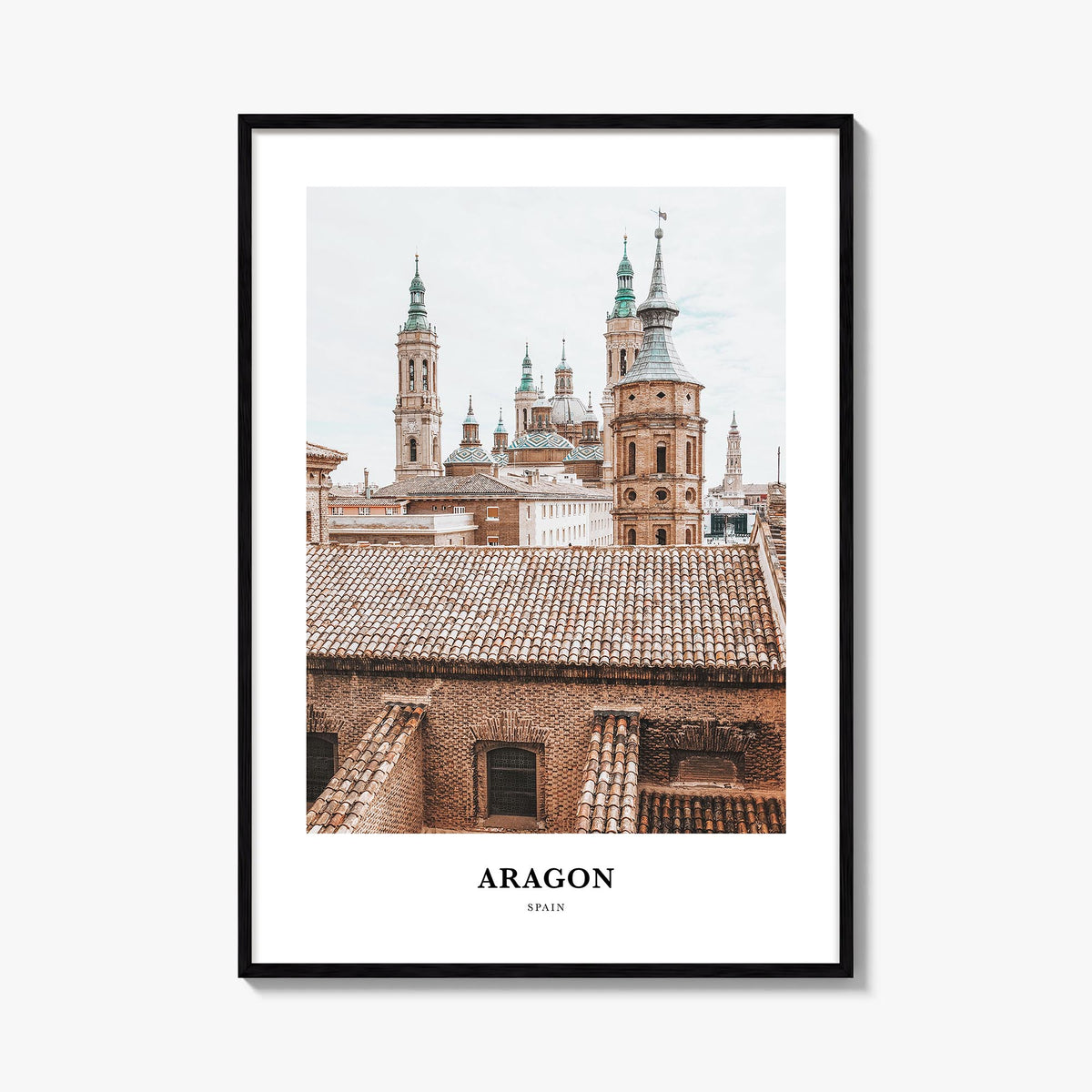 Aragon colorful classic poster of Spain – vertical wall art, unframed print shown in interior mockup
