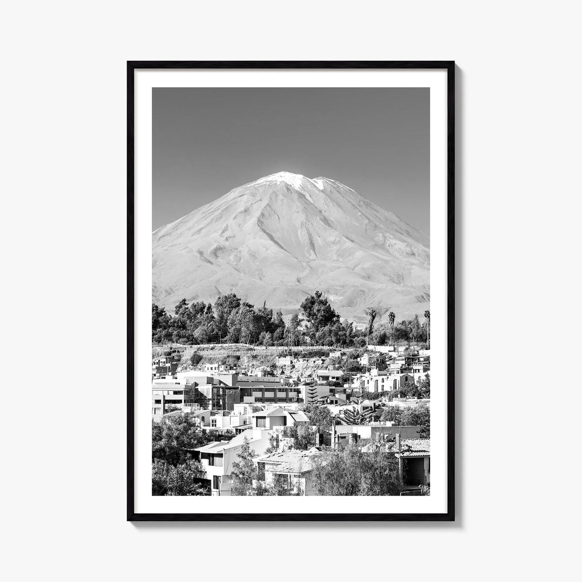 Arequipa black & white photo poster of Peru – vertical wall art, unframed print shown in interior mockup