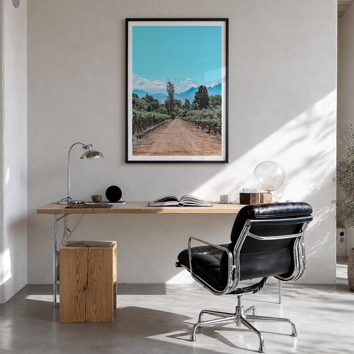 Argentina colorful photo poster of South America – vertical wall art in black wood frame with white border, hanging on wall
